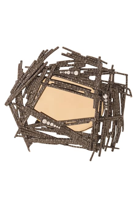 Shop Cosa Nostraa Black Stones Shiny Shimmer Brooch at Aza Fashions Shop_Cosa Nostraa_Black Stones Shiny Shimmer Brooch _at_Aza_Fashions