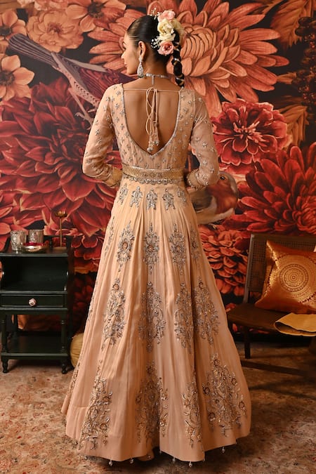 Shop Moledro Pink Brocade, Silk Organza, Net Beads, Sequins, Cut Insha Anarkali With Dupatta at Aza Fashions Shop_Moledro_Pink Brocade, Silk Organza, Net Beads, Sequins, Cut Insha Anarkali With Dupatta _at_Aza_Fashions