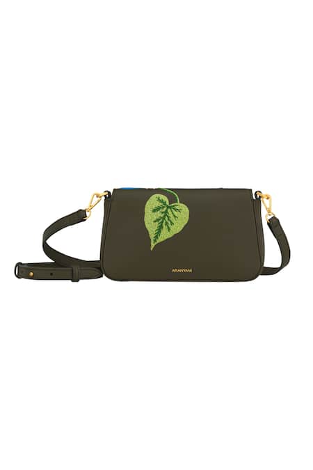 Shop_Aranyani_Green Hand Embroidered Titli Crossbody Bag_at_Aza_Fashions