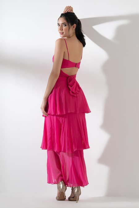 Amrta By Guneet Kondal Front Knotted Top & Skirt Set 