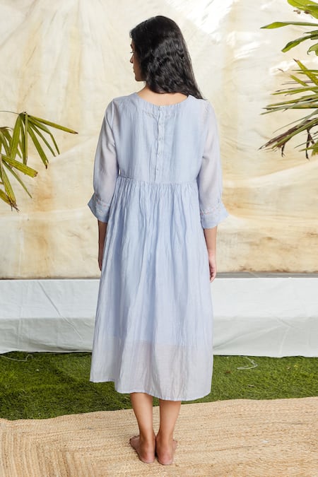 Tatwa Handloom Chanderi Resham Embroidered Dress 