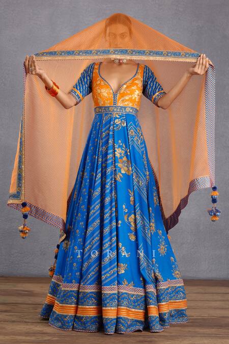 Shop Torani Blue Organza, Gota Patti, Rang Shyam Waheeda Anarkali With Dupatta at Aza Fashions Shop_Torani_Blue Organza, Gota Patti, Rang Shyam Waheeda Anarkali With Dupatta _at_Aza_Fashions
