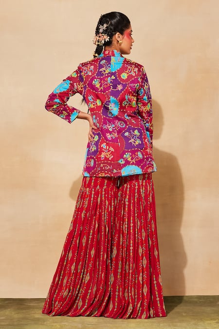 Diyarajvvir Printed Blazer & Gharara Pant Set 
