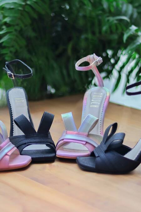 Shop House Of Prisca Black Bows Mindy Vegan Leather Heels at Aza Fashions Shop_House Of Prisca_Black Bows Mindy Vegan Leather Heels_at_Aza_Fashions