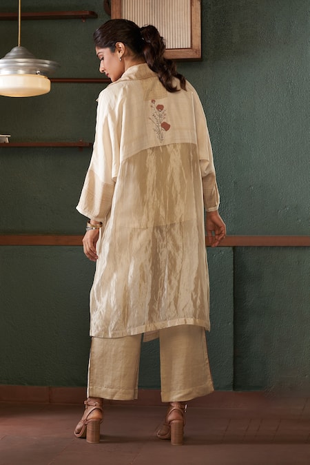 Bodhi Tree Floral Embroidered Jacket Pant Set 