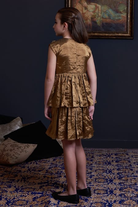 Swati Golyan Floral Cascade Embroidered Dress 