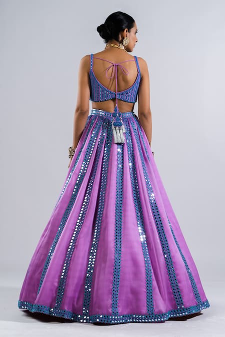 Shop Vvani By Vani Vats Purple Georgette, Satin, Organza Embellished Metallic Blouse Lehenga Set at Aza Fashions Shop_Vvani By Vani Vats_Purple Georgette, Satin, Organza Embellished Metallic Blouse Lehenga Set _at_Aza_Fashions