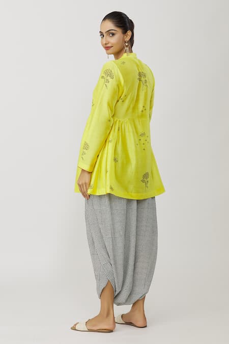 Neeta Bhargava Chanderi Peplum Kurta & Dhoti Pant Set 