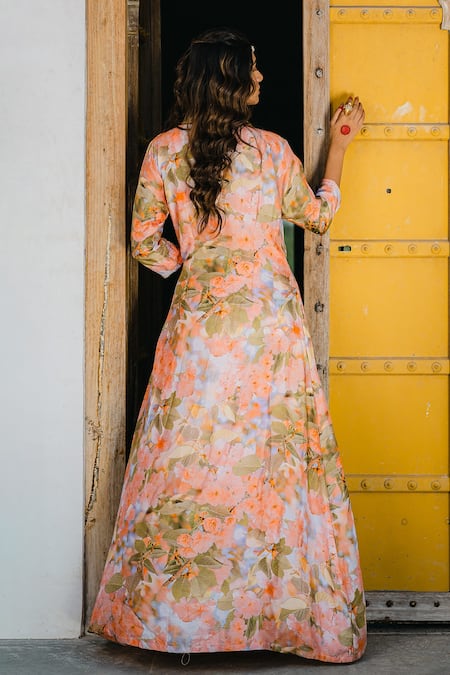 Redpine Designs Water Splash Floral Print Jacket & Lehenga Set 