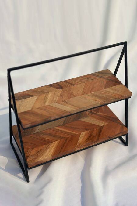 Shop Mason Home Brown Acacia Wood Vienna 2 Tier Stand at Aza Fashions Shop_Mason Home_Brown Acacia Wood Vienna 2 Tier Stand_at_Aza_Fashions