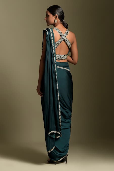 Two Sisters By Gyans Pre-Draped Dhoti Saree With Sequin Embellished Blouse 