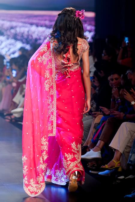 Anushree Reddy Inayat Border Embroidered Saree With Unstitched Blouse 