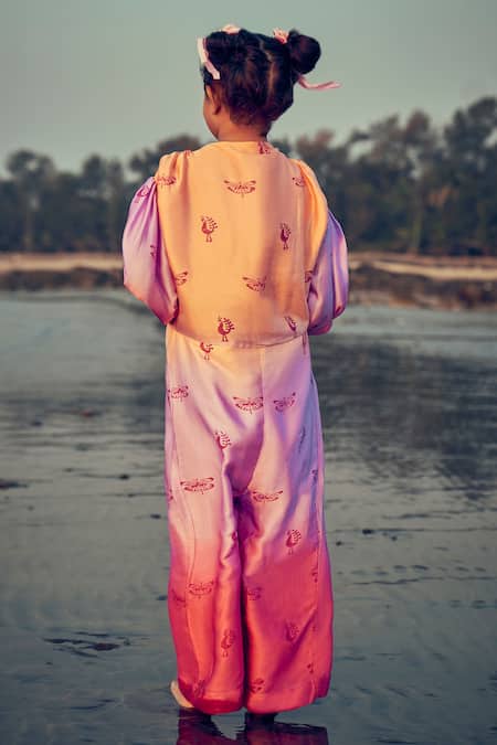 Little Luxury Bird Print Ombre Jumpsuit 