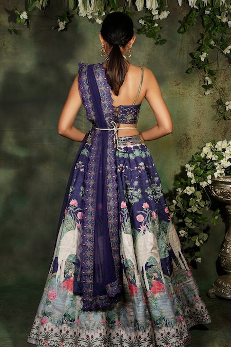 Shop Archana Kochhar Blue Silk, Net Sequins, Embroidery, Beads Regal Paradise Bridal Lehenga Set at Aza Fashions Shop_Archana Kochhar_Blue Silk, Net Sequins, Embroidery, Beads Regal Paradise Bridal Lehenga Set _at_Aza_Fashions