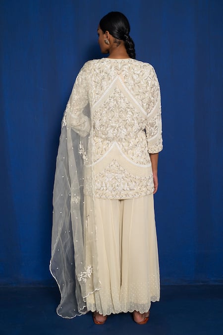 Romaa Floral Embroidered Kurta Sharara Set 