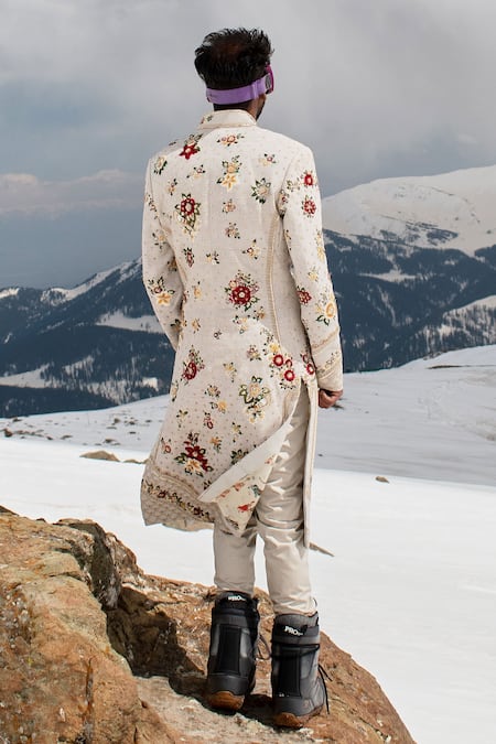 Sahil Kochhar Rashid Floral Embroidered Sherwani Set 