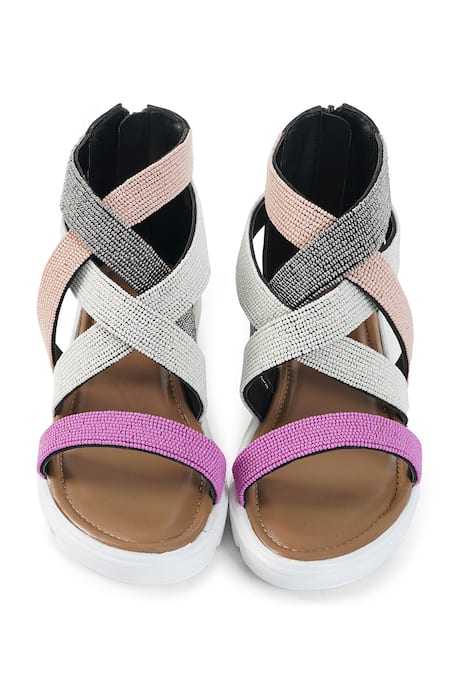 Shop_Sole House_Multi Color Embroidery Round Toe Flats _at_Aza_Fashions