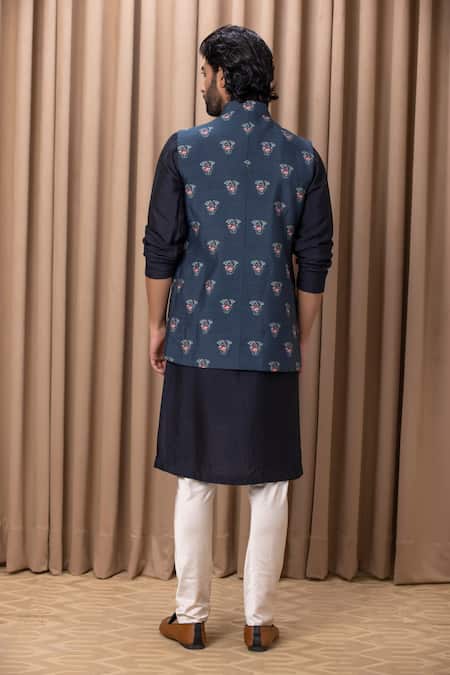 Ankit V Kapoor Floral Print Nehru Jacket 