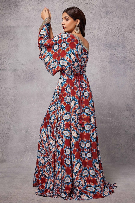 Senren By Eshana Raut Abstract Illusion Print Kaftan With Belt 