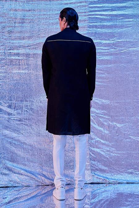 Shop Line Out Line Black Cotton Embroidered Pitta Kurta With Pant at Aza Fashions Shop_Line Out Line_Black Cotton Embroidered Pitta Kurta With Pant_at_Aza_Fashions