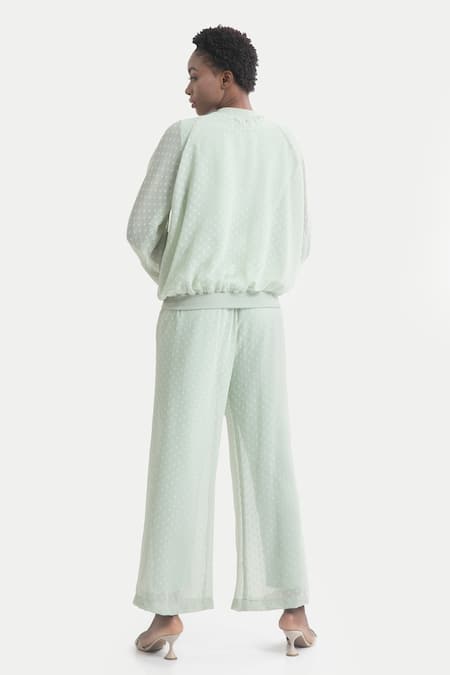 House Of Thl Rada Ribbed Neck Blouse & Trouser Set 