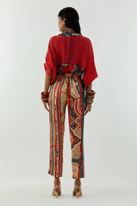 Aseem Kapoor Red Natural Crepe Mandala Shirt Collar And Printed Pant Set at Aza Fashions Aseem Kapoor_Red Natural Crepe Mandala Shirt Collar And Printed Pant Set_at_Aza_Fashions