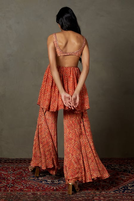 RI.Ritu Kumar Reemshak Embroidered Anarkali & Gharara Set 