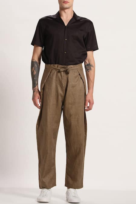 Mens linen lounge pants clay brown, WEEKEND Solstice linen trousers