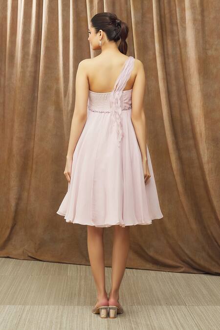 Shop Bump Loving Purple Nylon, Organza, Polyester Aster Leaves Embellished Maternity Dress at Aza Fashions Shop_Bump Loving_Purple Nylon, Organza, Polyester Aster Leaves Embellished Maternity Dress_at_Aza_Fashions