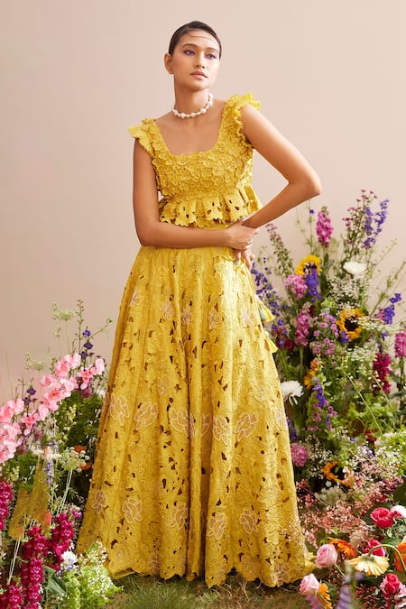 Chandrima Vintage Floral Cut Work Lehenga 