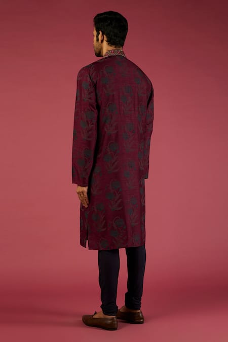 Krishna Mehta Blossom Block Print Kurta Set 