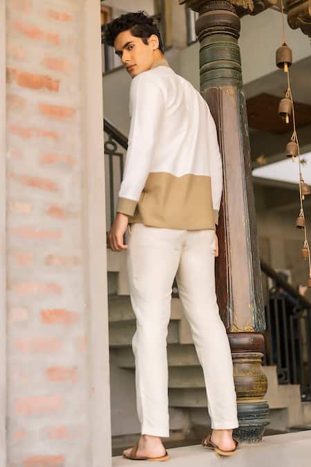 Shop Vaani Beswal Off White , Satin Applique Aalam Embroidered Shirt at Aza Fashions Shop_Vaani Beswal_Off White , Satin Applique Aalam Embroidered Shirt _at_Aza_Fashions