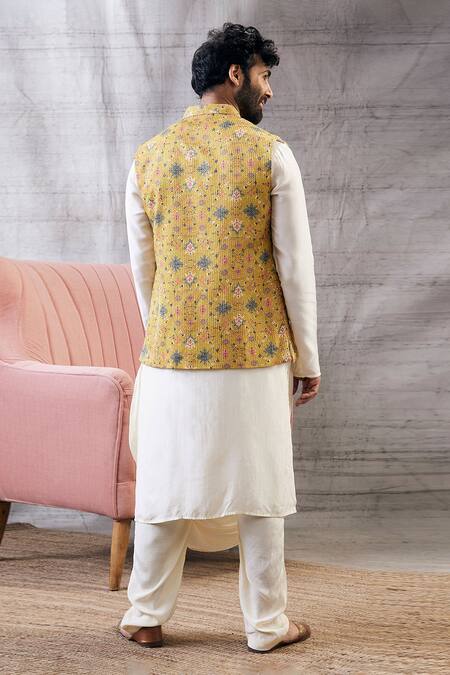 Soup By Sougat Paul Printed Sequin Bundi & Draped Kurta Set