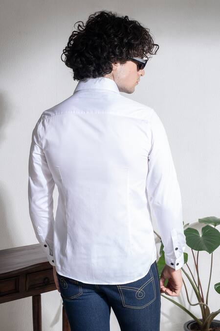 Shop_Abkasa_White 100% Cotton Embroidered King Patchwork Shirt _at_Aza_Fashions