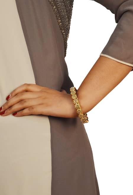 Just Shradhas Pearl & Onyx Embellished Bangle