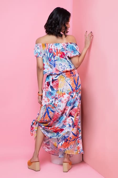 Rhe-Ana Blooming Flower Print Top & Skirt Co-ord Set 