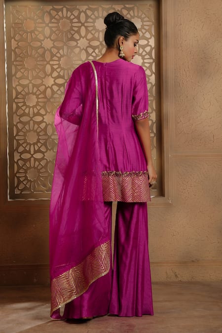 Omana By Ranjana Bothra Noor Gota Placement Embroidered Kurta Gharara Set 