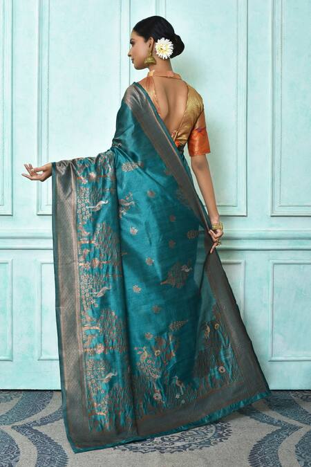 Buy Silk Green Saree Online - lovelyweddingmall.com