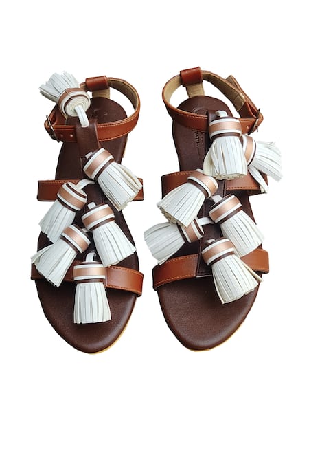 Cinderella By Heena Yusuf Shiitake Tassel Embellished Flats 