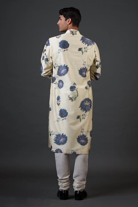 Shop Balance By Rohit Bal Ivory Chanderi Silk Botanical Print Kurta Set at Aza Fashions Shop_Balance By Rohit Bal_Ivory Chanderi Silk Botanical Print Kurta Set _at_Aza_Fashions
