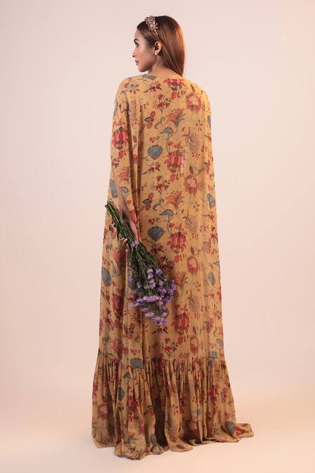 Label Shristi Chetani Floral Pattern Cape Flared Pant Set 