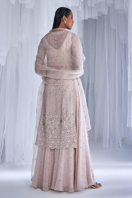 Shop Dolly J Ivory Chiffon, Chanderi, Organza Embroidery, Anahita Kamdani Kurta Sharara Set at Aza Fashions Shop_Dolly J_Ivory Chiffon, Chanderi, Organza Embroidery, Anahita Kamdani Kurta Sharara Set _at_Aza_Fashions