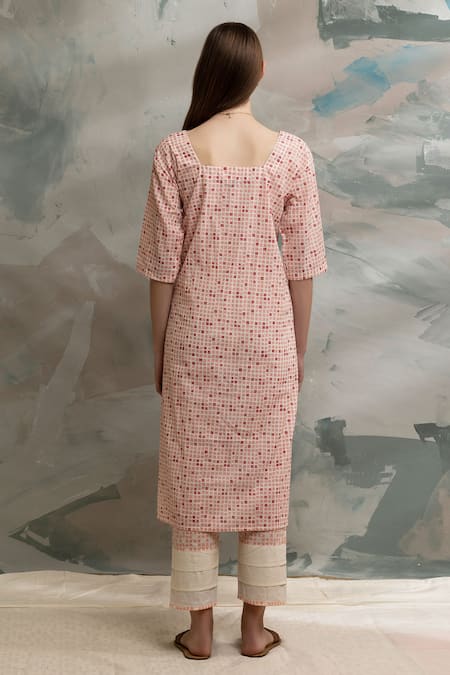 Shop Banana Labs Off White Cotton Square Neck Geometric Print Kurta Pant Set at Aza Fashions Shop_Banana Labs_Off White Cotton Square Neck Geometric Print Kurta Pant Set _at_Aza_Fashions