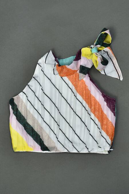 Shop_Maaikid_Multi Color Georgette, Cotton Striped Pattern Top And Palazzo Set _at_Aza_Fashions