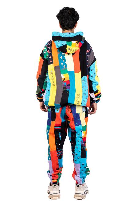 Shop Theorem Multi Color Cotton Blend Patchworked Socks Joggers at Aza Fashions Shop_Theorem_Multi Color Cotton Blend Patchworked Socks Joggers _at_Aza_Fashions