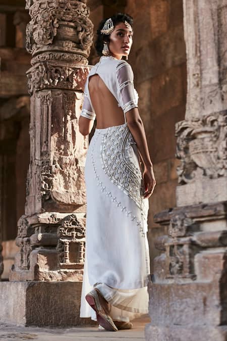 Tisha Saksena Floral Geometric Embroidered Kurta & Sharara Set 