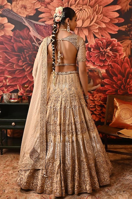 Shop Moledro Gold Brocade, Silk , Embroidery, Amiya Dabka Bridal Lehenga Set at Aza Fashions Shop_Moledro_Gold Brocade, Silk , Embroidery, Amiya Dabka Bridal Lehenga Set _at_Aza_Fashions