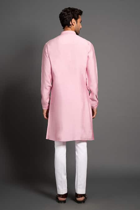 Shop Raghavendra Rathore Jodhpur Pink Silk Embroidery Floral Kurta at Aza Fashions Shop_Raghavendra Rathore Jodhpur_Pink Silk Embroidery Floral Kurta _at_Aza_Fashions