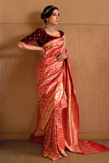 Devissha Shikargah Katan Silk Handloom Banarasi Saree 