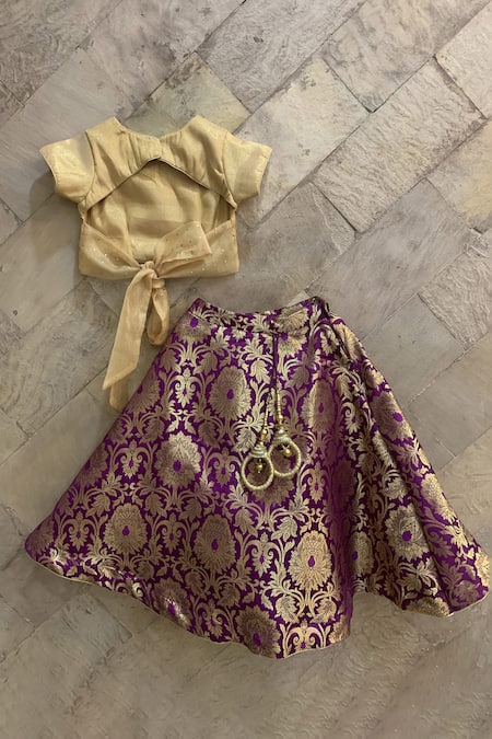 The Plum Bum Floral Embroidered Lehenga Set 